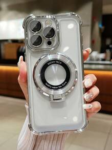 Luxury Electroplated Clear Purple Phone Case With Ring Magnetic Stand Holder, Silver Silicone Shockproof Soft Cover Compatible With IPhone 16/16e/16 Pro/16 Pro Max/16 Plus/15/14/13/12/11/X/XS/XR/8/7, Galaxy S25/S24/S23/S22/S21/A55/A54/A53/A52/A35/A34/A23/A16/A15/A14/A13/A12/A05S/FE/Ultra/4G/5G, And Compatible With Redmi/Honor/MOTO/OPPO/Infinix