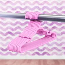 Kit 25 Cabides Infantil 8mm Reforçado Grosso Resistente Kids Para Roupas Calça Jeans Com Gancho e Cavidade - Rosa Bebê - Visão 4