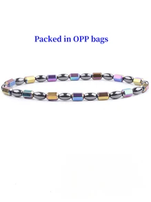 Tobillera de piedra natural negra de cálculo biliar para pérdida de peso de pareja, pulsera magnética de piedra de yoga para pareja