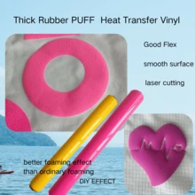 1pc 17.7INx11.8IN Thick Rubber PUFF Heat Transfer Vinyl - Multicolor - View 3