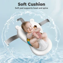 Senmeo 1PC Collapsible Baby Bathtub With Soft Cushion & Thermometer - Portable Travel Infant Tub For Newborn To Toddler (0-36 Months) - Non-Slip, Durable & Includes Floating Pad - 灰色 - 查看 6
