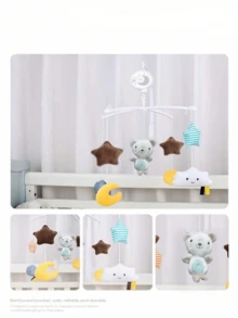 卡通音乐床铃，手动音乐床铃，节日和生日玩具礼物圣诞节复活节万圣节礼物圣诞节复活节万圣节礼物婴儿洗澡 - 彩色 - 查看 15