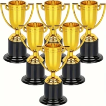1/6pcs Mini Gold Plastic Trophy, 4 Inch (4.02 Inch) Trophy, Party Favor, Prop, Award, Winning Prize, Competition Ceremony Party Gift, For Classroom Rewards, Sports Events, World Cup, Group Activities, Performances, Sports Awards, Party Giveaways, Ceremony Decor, For Sports And Outdoor Activities, Sports Fan Supplies, Atmosphere-Enhancing Gold Trophy, Best Gift For Collectors! - Multicolor - View 9