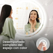 Espejo Led Baño Redondo Touch 60 * 60cm, Espejo De Tocador Moderno Redondo,espejo De Pared Regulable Con Antivaho Y Botones Táctiles Inteligentes,3000k/4000k/6000k 3 Modo Luz Ajustable,marco Nude - Tipo de Enchufe A USA (110-127V) - Ver 6