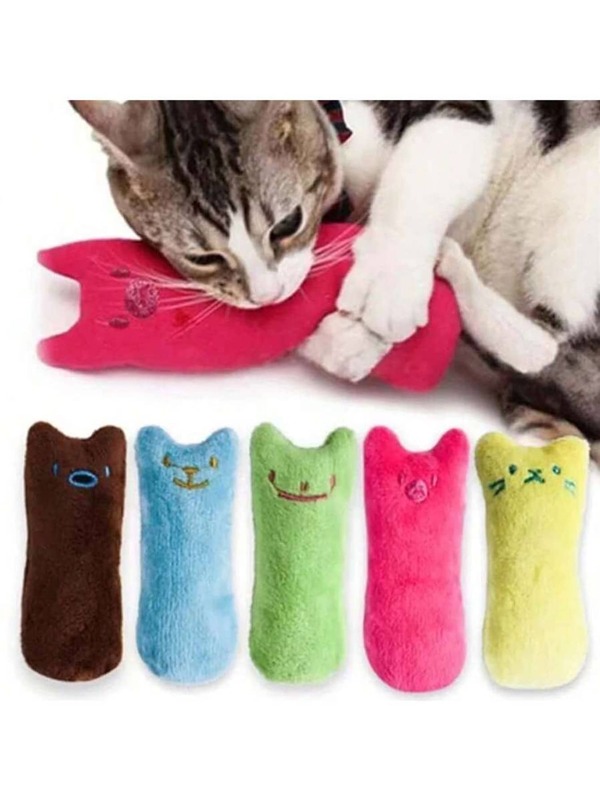 1 件 - Thumbmint 猫玩具，猫脸表情宠物毛绒玩具，附带噪音纸，磨牙和咀嚼猫用品，耐用磨牙和逗猫玩具