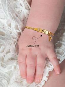 1PC Personalized Engraved Bracelet Custom Stainless Steel Name Bracelet Gift For Women/Girl Boy Birthday Anniversary Gift /Back To School Gifts - Multicolor - View 2