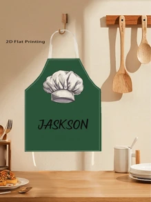 1pc Customized Apron, Personalized Text, Chef Print Apron, Unisex Printed Kitchen Apron, Creative Gift, Cute Apron For Men And Women, Printed Apron Household Kitchen Supplies