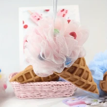 1pc Giant Ice Cream Cone Bath Sponge - Extra Soft & Fluffy Rainbow Shower Pouf For Rich Lather | Cute Large Body Scrubber, Gentle Exfoliating Bath Accessory