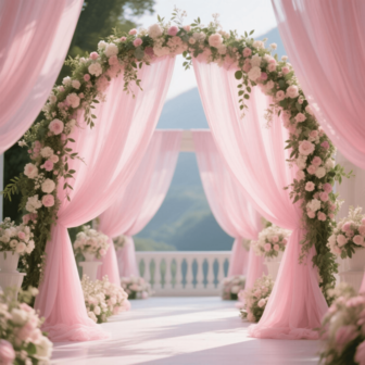 1pc White, Pink, Burgundy Chiffon Wedding Arch Curtain - Elegant Sheer Fabric, Suitable For Ceremony & Reception Decor, Romantic Wedding Supplies, Luxury Translucent Fabric For Ceremony Backdrop, Celebration & Stage Decor - Fits Arch, Gazebo, Table & Chair