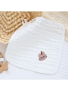 5件/包随机婴儿围兜，可爱动物图案，优质柔软小手帕