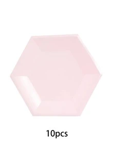 10pcs/20pcs/50pcs Light Pink Hexagon Shaped Pastel Paper Plates Hexagonal Matte Paper Plates Pink Hexagonal Paper Plate For Birthday Party Babe Shower Bridal Shower Wedding Celebration Christmas Party Supplies - Pink - View 11