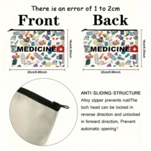 Multi-Functional Canvas Medicine Organizer Bag - Travel Zipper Pouch, Allergy & Asthma Emergency Kit, Cosmetic And Essentials Storage Bag - Multicolor - View 6