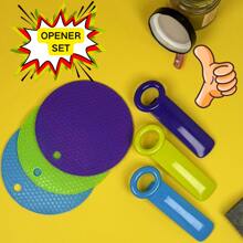 Easy Grip Jar Opener For Weak Hands | 2-In-1 Non-Slip Silicone Mat & Manual Lid Twist Tool | Handheld Kitchen Gadget (2/3/4PCS Set, 14cm, Assorted Colors)