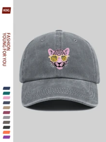 1pc Leopard Print Baseball Cap, Featuring Fashionable Leopard & Glasses Pattern, Adjustable Comfortable Breathable Lightweight Washable Unisex Hat Suitable For All Seasons, Outdoor Recreation, Hiking, Cycling, Fishing, Father's Day, Halloween, Carnival, Independence Day, Ideal Gift - A - View 13