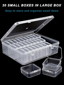 1 Set Includes 1 Large + 30 Mini Bead Storage Set - Clear Plastic Storage Box With Lid, Clear Rectangular Storage For Craft Supplies, DIY Crafts, Bead Storage, Bead And Jewelry Organizer Back To School Dormitory Storage - Clear - View 2