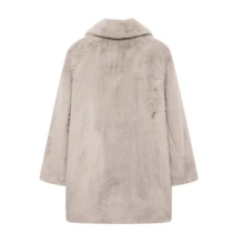 DEEKA Autumn/Winter New Faux Fur Collar Loose Style Women Fur Coat Jacket - Light Grey - View 11
