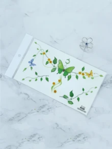 2 件胸前临时纹身贴纸，性感女性假纹身，蝴蝶和花卉图案，艺术 INS Y2K 风格，持续 2-5 天，成人逼真人体艺术纹身，节日派对身体装饰 - 彩色 - 查看 4