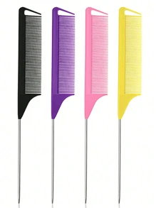Rat Tail Comb Steel Pin Rat Tail Carbon Fiber Heat Resistant Teasing Combs With Stainless Steel Pintail