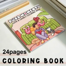 GDTME 1本20厘米 x 20厘米，24页可爱迷人的猫咪插画涂色书，成人涂色活动，缓解压力，软封面，完美的放松创意之选，适合母亲节、父亲节、复活节、婚礼季礼物、送给妈妈的礼物、K-Pop周边、学校用品、涂色书、文具、复活节礼物、房间装饰、学习用品、办公用品、礼品、派对礼品袋填充物、玩具、2026年毕业派对用品。 - 寧靜時刻 - 查看 9