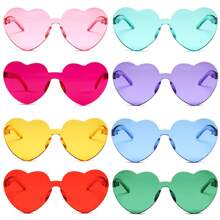 8 pares de gafas con forma de corazón, gafas sin montura de colores brillantes con forma de corazón para fiestas y disfraz para mujeres, en colores neón, forma de corazón, estilo hippie, vintage, de colores mágicos, para fiestas, gafas con forma de corazón de colores claros