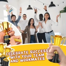 1/6pcs Mini Gold Plastic Trophy, 4 Inch (4.02 Inch) Trophy, Party Favor, Prop, Award, Winning Prize, Competition Ceremony Party Gift, For Classroom Rewards, Sports Events, World Cup, Group Activities, Performances, Sports Awards, Party Giveaways, Ceremony Decor, For Sports And Outdoor Activities, Sports Fan Supplies, Atmosphere-Enhancing Gold Trophy, Best Gift For Collectors! - Multicolor - View 3