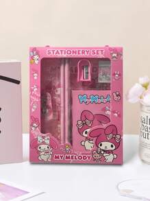 Sanrio 12PCS/Sanrio Sanrio Hello Kitty And Kuromi Cartoon Character Style Children's Stationery Gift Box Set, Including Pencil, Notebook, Pencil Sharpener, Pencil Case, Ruler And Eraser,Crayon( Due To Different Production Batches, The Design And Color Of The Gift Box May Vary.) , Back To School Gifts