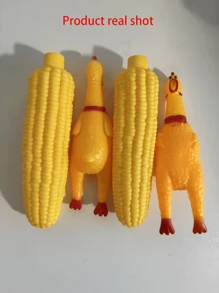 1pc Pet Corn Squeaky Chew Toy, Dog Realistic Yellow Corn Shaped Screaming Chicken Plush Toy, TPR Material, Interactive Chewing Biting Teeth Grinding Toy For Pets