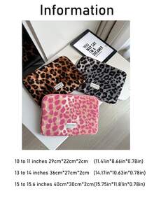 1 件韩国时尚豹纹笔记本电脑包，办公包，笔记本内袋，13 英寸，14 英寸，15 英寸，跨境返校学校用品包，学校工作用笔记本电脑包，女士 书包 - 彩色 - 查看 12