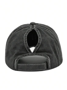 Gorra de béisbol con estrella de cinco puntas, lavada y desgastada, para las cuatro estaciones, unisex con coleta, casual para exteriores, gorra ajustable con visera de moda, versátil para todos