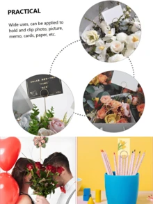 40 piezas - Soporte para tarjetas de flores de metal, soporte para tarjetas de ramos de flores de metal y etiqueta de flores en forma de corazón, adecuado para decoración de ramos, decoración del soporte de flores de la boda, soporte para tarjetas de fotos, decoración del soporte de flores, bendición de fiesta, empaquetado de flores, banquete, festival, fiesta, boda, cumpleaños, aniversario, decoración de mesa, ceremonia de graduación del Día de la Madre, soporte de ramos multifuncional (en forma de corazón) - Dorado - Ver 4