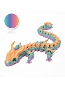New 3D Printed Double-Horned Dinosaur Joint Dragon Scale Armor Model Toy, Desk Decor, Gift (Random Color Layers)