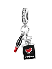 1 件时尚 925 纯银黑色香水口红吊坠女士手链手镯 DIY 珠宝制作和日常服装搭配珠宝装饰适合女孩 - 銀色 - 查看 15