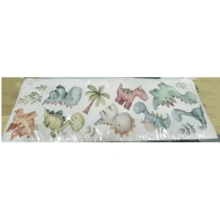 1 套奇异的水彩恐龙墙贴 - 防水、自粘、多色卡通恐龙与棕榈叶，非常适合年轻人的房间装饰、礼品包装 - 彩色 - 查看 7