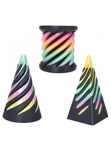 3pcs Spiral Stress Relief Toys, 3D Printed Fidget Toys - Multicolor - View 7