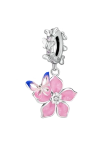 1 件时尚 925 纯银花朵蝴蝶串珠饰物适合女士手链手镯 DIY 珠宝制作和日常服装搭配珠宝装饰适合女孩 - 銀色 - 查看 15