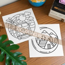 GDTME 1 Piece Simple Art Coloring Book, 7.87 X 7.87 Inches, 24 Pages, Vibrant Pink Truck With Heart Design, Suitable For Parent-Child Interaction And Relaxation, Bold And Minimalist Style, Car Coloring Book - Christmas Mandala - View 5