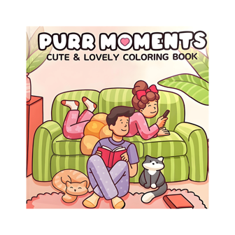 GDTME 1 Quiet Moments Colouring Book, 20cm X 20cm, 24 Pages - Cute And Charming Cat Illustrations, Stress Relief Activity For Parents And Children, Soft Cover, Perfect For Relaxation And Creativity, Adult Colouring Book.