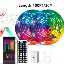 NBBUFF 3.28ft-100ft Smart RGB Color Changing Led Strip Lights With 44Key Remote And APP Control, Music Sync, Adjustable Brightness & Speed, Easy Installation For Bedroom, Ceiling, Party, Christmas Decor, TV Background Light, Room Decor Lights