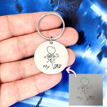 Engraved Actual Handwriting Keychain, Custom Handwritten Photo Quote Keyring For Women Men, Hand Stamped Keepsake Jewelry, Dainty Dad Mom Grandpa Grandma Gift, Christmas Gifts - Silver - View 5
