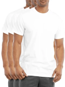 3 Pack Men's Cotton T-Shirts Crew Neck Short Sleeve Classic Fit T Shirt Tee Tops Regular Big & Tall 3-3XL, Basic Layering Top Men's Cotton Workout Crew-Neck Short Sleeve Breathable Casual T-Shirts Athletic Sports Tee Summer Tops Activewear Basic Tee - 白色 - 查看 1