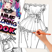 Libro da colorare premium con 25 pagine spesse e illustrazioni dettagliate, taccuino d'arte con illustrazioni su un solo lato, personaggi basati su modelli, adatto per adulti e adolescenti, ideale per il relax e la creatività, regalo perfetto per Ognissanti, Ringraziamento, Natale e altre feste di vacanza, ritorno a scuola, forniture scolastiche