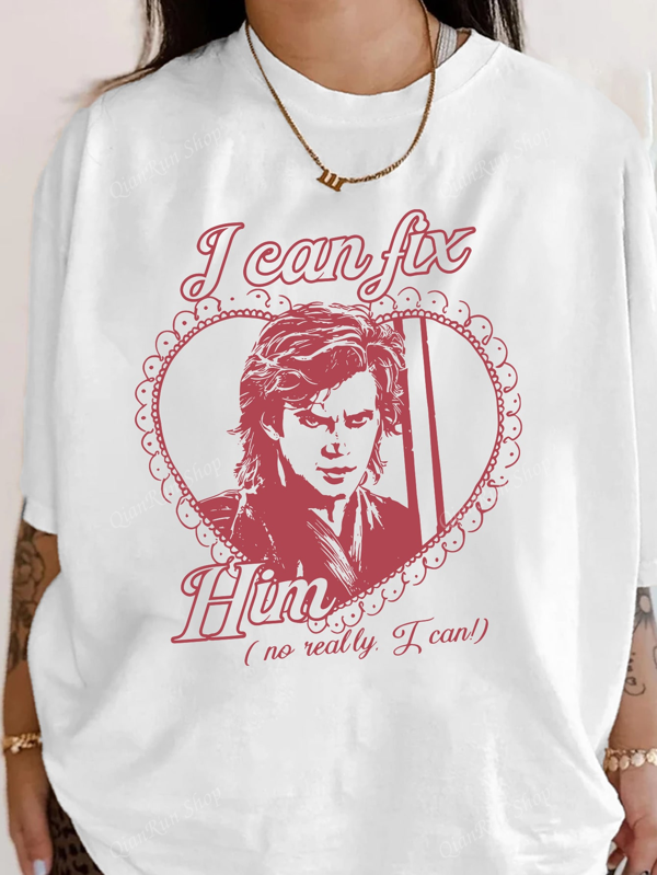 Plus Size Summer Tops, Women's Casual Fashion I Can Fix Him Graphic T-Shirt, Casual Crew Neck Tops, Women's Graphic T-Shirts, Resort Wear, Women's Summer Wear, Summer Wear, Women's Summer Clothing, Women's Summer Wear, Star Wars Y2K Aesthetic T-Shirt, Revenge Of The Sith, Galaxy's Edge T-Shirt
