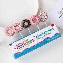 1set/5pcs Cute Donut Shaped Mini Birthday Candles, Party & Cake Topper Decoration - Donut Candle - View 6