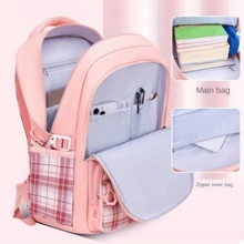Backpack Student Backpack With Multiple Pockets, Large Capacity, Breathable And Lightweight Schoolbag With Reflective Strips - Hồng - Xem 5