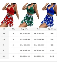 Swim Basics Conjunto de bikini de 3 piezas con parte superior tipo halter, Bottom a juego y falda tipo pareo, unicolor, para usarse en la playa en verano - Rojo - Ver 6