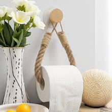 1/2件绳木编织纸巾盒/毛巾架/卫生纸卷架，创意浴室收纳盒，优雅实用的浴室配件 - 彩色 - 查看 7