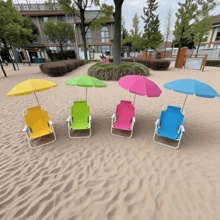 Portable Small Beach Chair With A Maximum Load Capacity Of 50KG/110 Pounds - Folding Sun Protection Outdoor Seat, Suitable For Beaches, Small Picnics, Camping And Travel - Multicolor - View 2