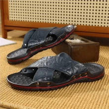 Été Mode Grande Taille 38-48 Mules Homme, Sandales de Plage Cloutées Anti-Dérapantes, Pantoufles Décontractées pour Hommes - Bleu azur - Voir 5