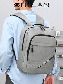 SHILAN 男士纯色商务笔记本电脑背包，多口袋设计。时尚百搭的单肩包，适合大学生和高中生。旅行、购物和日常使用的理想之选。男士笔记本电脑包