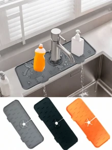 1 件硅胶水槽防溅罩、水龙头滴水收集托盘和干燥垫、多功能厨房和浴室水槽配件、防滑洗碗皂和海绵架、厨房台面防溅保护器、房车、吧台、厨房水槽水龙头垫、水龙头防溅罩、厨房水槽防溅罩